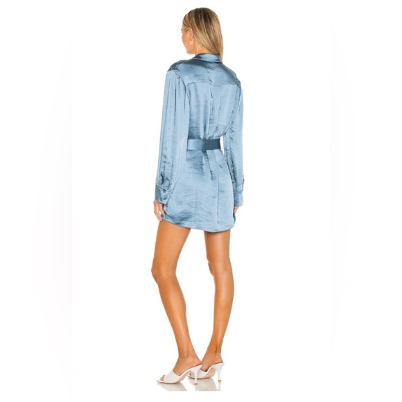 L'Academie Marta Shirt Dress in Dusty Blue - Picture 4 of 10